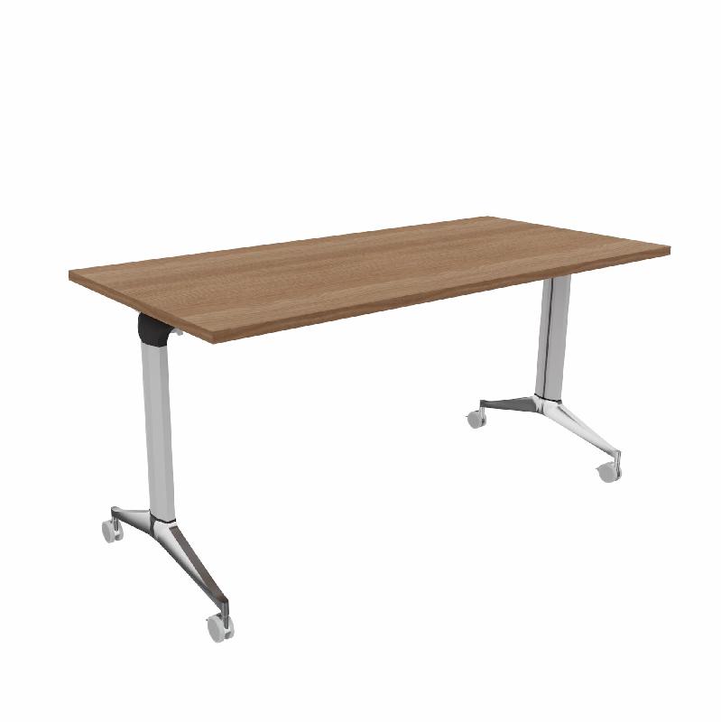 Table à plateau rabattable NET - Mobel Linea - Argent Ral 9006, 150, Acacia foncé_9