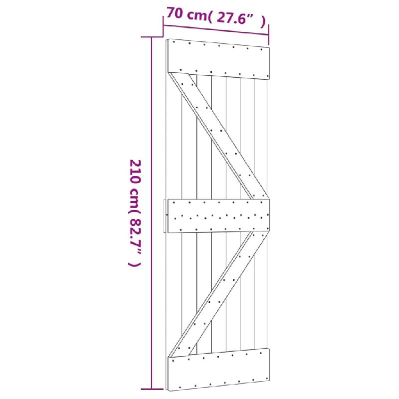 Vidaxl porte coulissante et kit de quincaillerie 70x210 cm pin massif 3203082_9