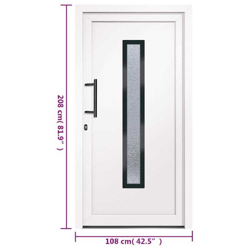 Vidaxl porte d'entrée blanc 108x208 cm pvc 3157078_9