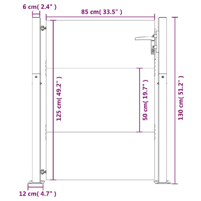 Vidaxl portail de jardin 105x130 cm acier corten 153264_9