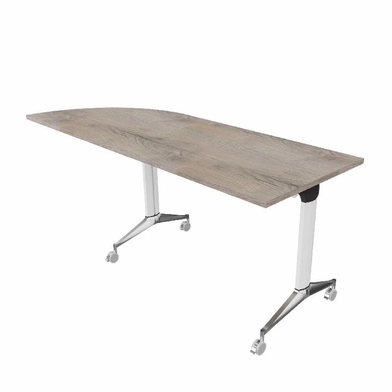 Table de réunion NET, plateau abattant avec retour - Mobel Linea - Blanc, Gauche, Chêne grisé_9