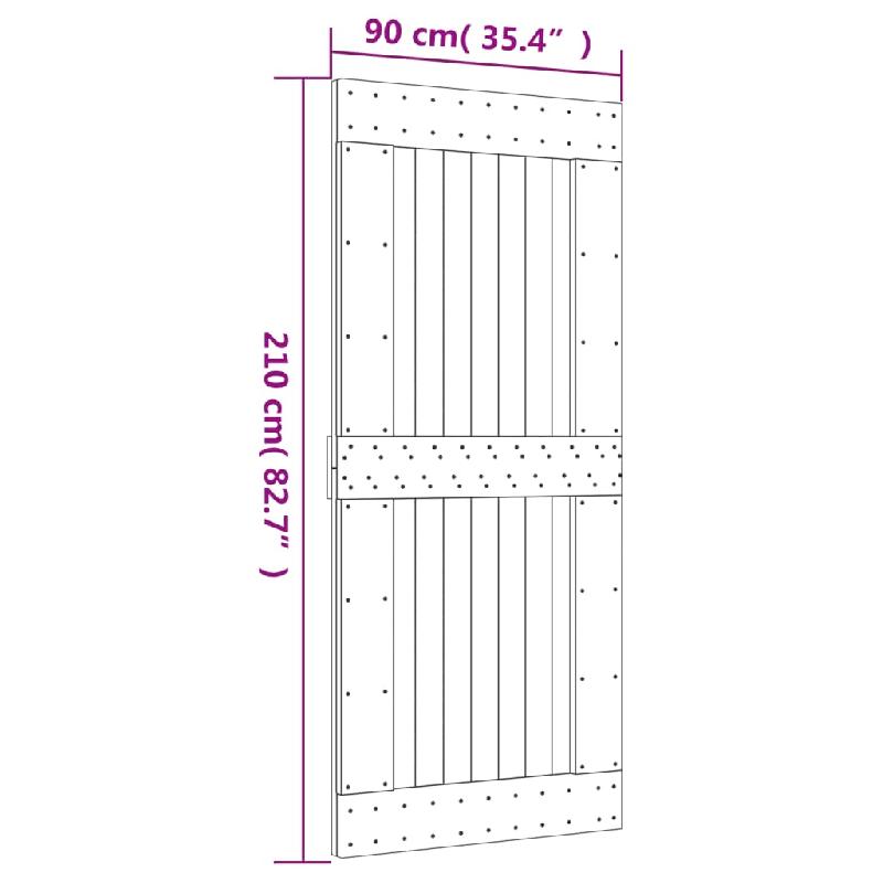 Vidaxl porte coulissante et kit de quincaillerie 90x210 cm pin massif 3203239_9