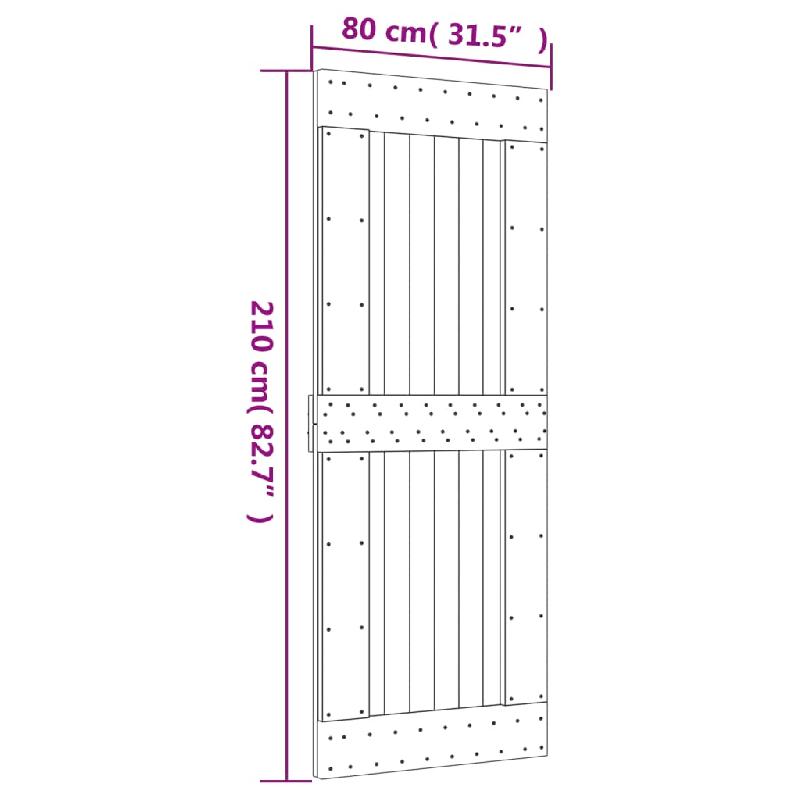 Vidaxl porte coulissante et kit de quincaillerie 80x210 cm pin massif 3203261_9
