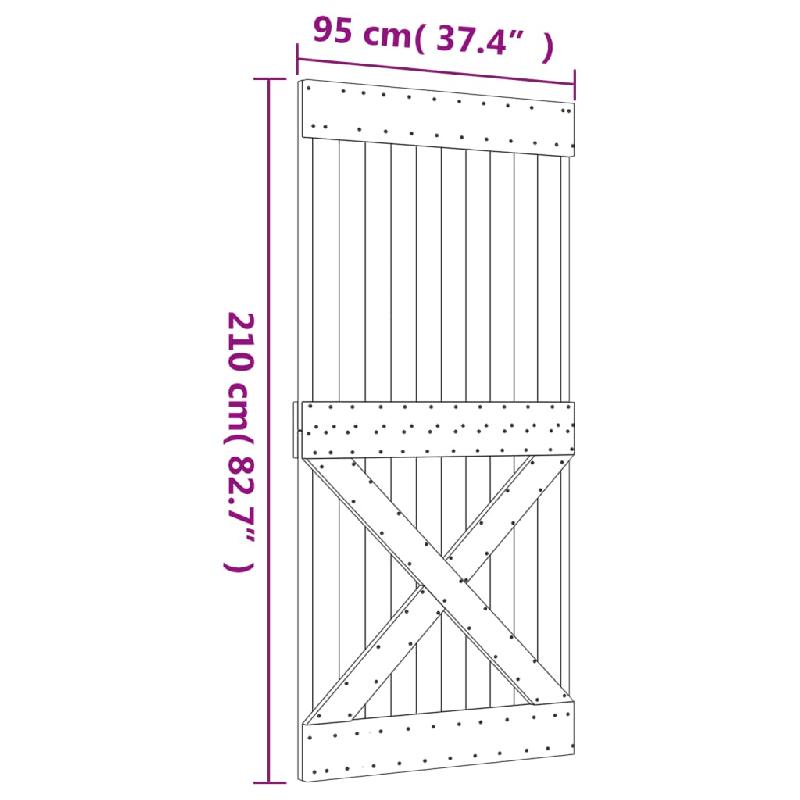 Vidaxl porte coulissante et kit de quincaillerie 95x210 cm pin massif 3203120_9