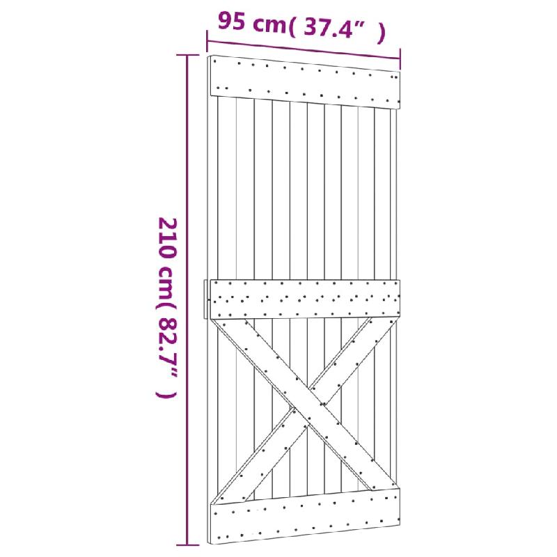 Vidaxl porte coulissante et kit de quincaillerie 95x210 cm pin massif 3203246_9