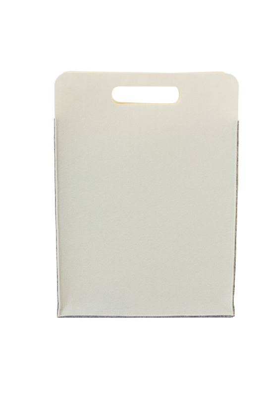 Sac à provisions en feutre RPET personnalisable - Impression quadri sur le devant et le dos - Avec poignées découpées, soufflet et étiquette RPET_9