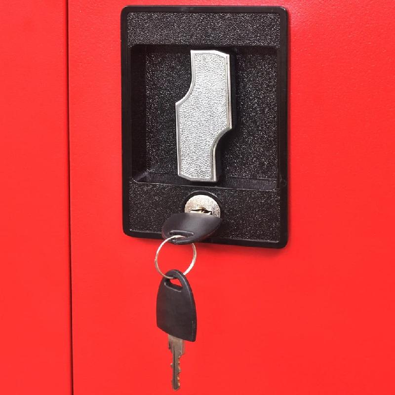 Vidaxl armoire à outils avec 2 portes acier 90x40x180 cm noir et rouge 20158_9