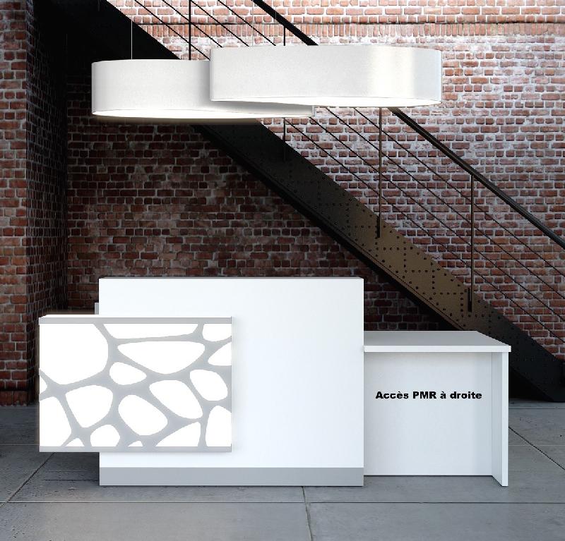 Banque d'accueil lumineuse Organic avec accès PMR - MDD - Blanc brillant, Droite_9