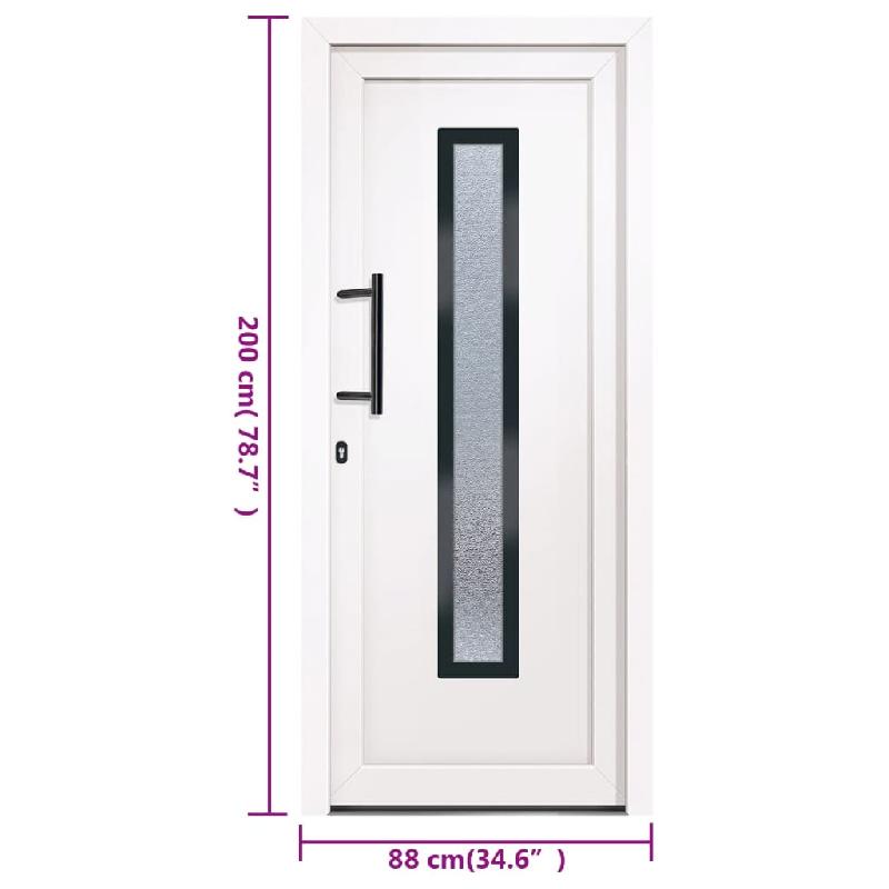 Vidaxl porte d'entrée blanc 88x200 cm pvc 3157074_9