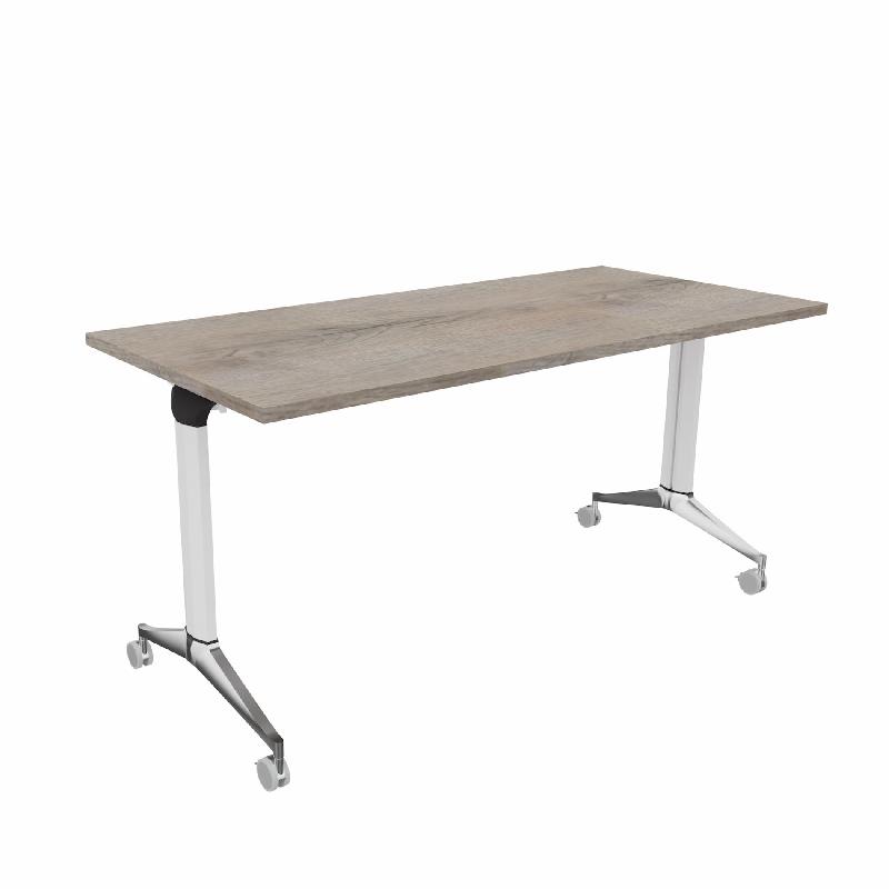 Table à plateau rabattable NET - Mobel Linea - Blanc 9010, 150, Chêne grisé_9