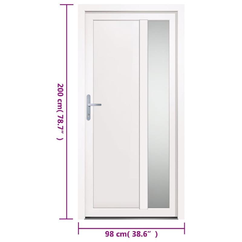 Vidaxl porte d'entrée blanc 98x200 cm pvc 3157094_9