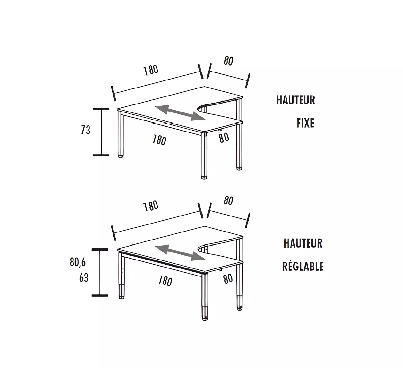 Bureau d'angle compact - hauteur fixe ou réglable - So Vera_9