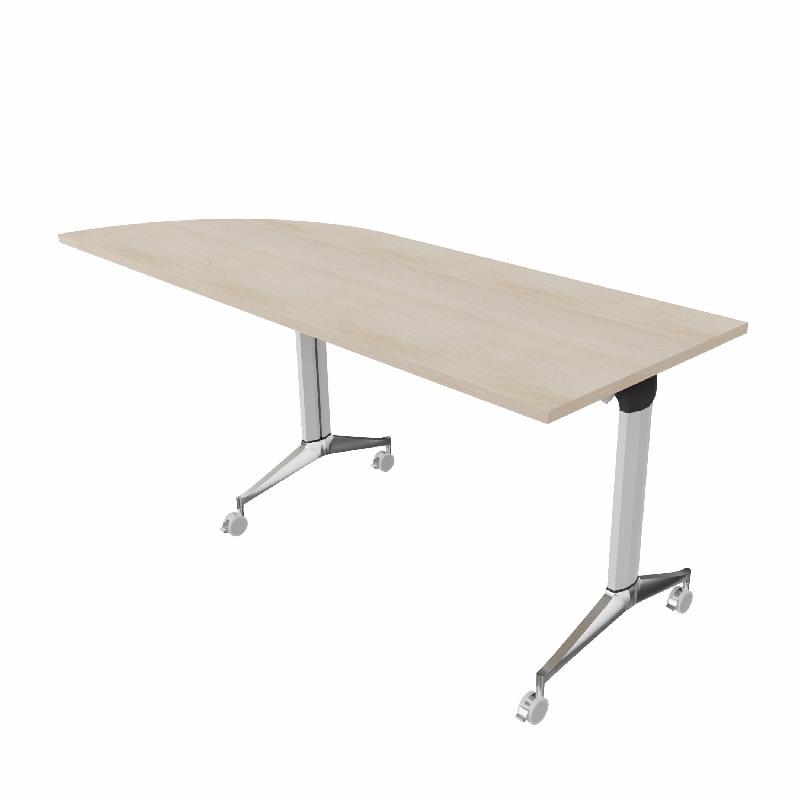 Table de réunion NET, plateau abattant avec retour - Mobel Linea - Alu, Acacia clair, Gauche_9