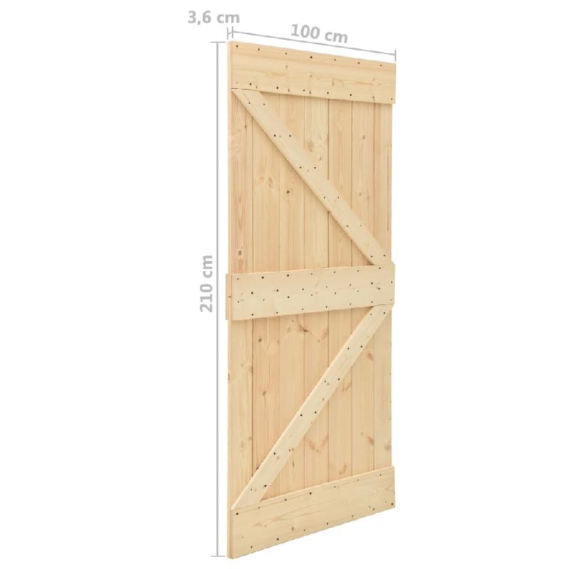 Vidaxl porte coulissante et kit de quincaillerie 100x210 cm pin massif 3057599_9