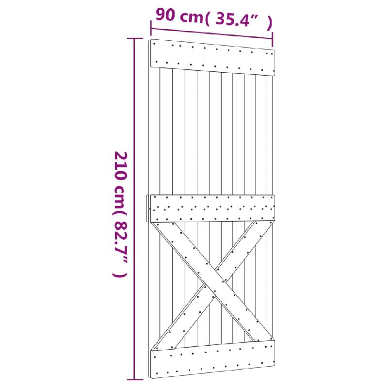 Vidaxl porte coulissante et kit de quincaillerie 90x210 cm pin massif 3203245_9