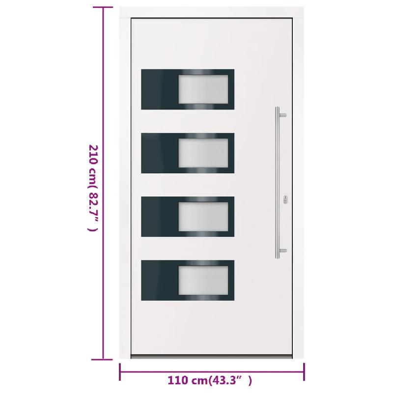 Vidaxl porte d'entrée blanc 110x210 cm aluminium et pvc 3157064_9