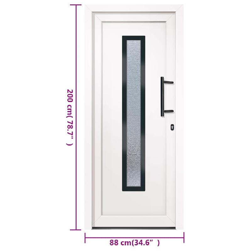 Vidaxl porte d'entrée blanc 88x200 cm pvc 3157079_9