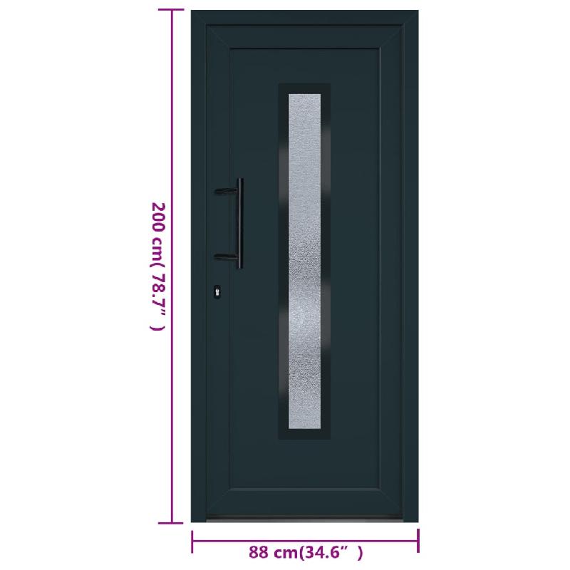 Vidaxl porte d'entrée anthracite 88x200 cm pvc 3157084_9