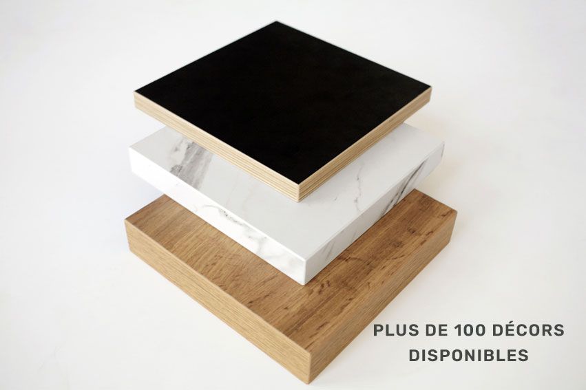 Plateau de table en bois aggloméré stratifié - Fabrication française - Plusieurs décors et épaisseurs disponibles_9