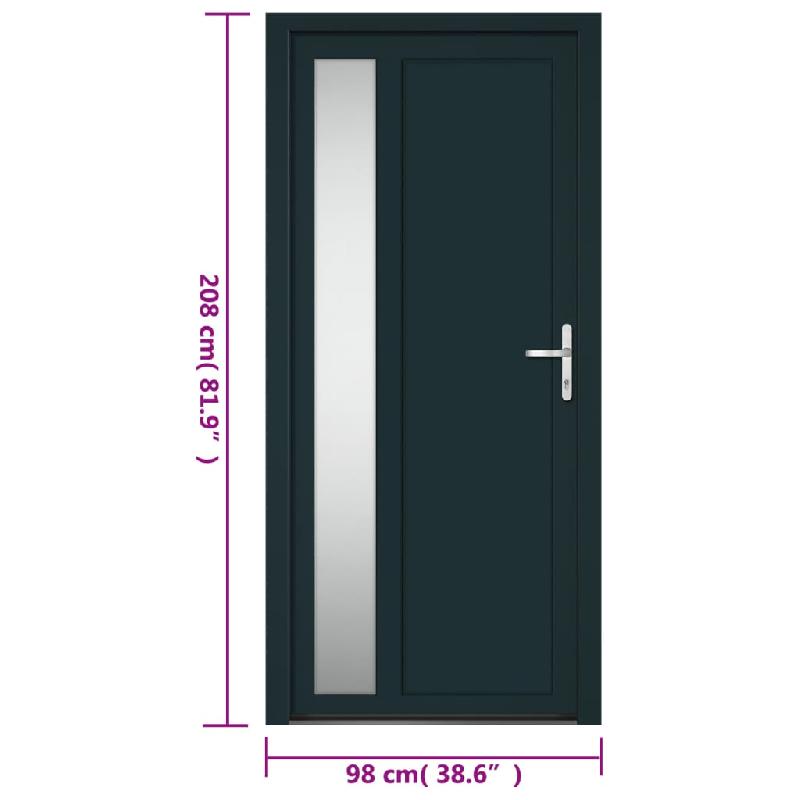 Vidaxl porte d'entrée anthracite 98x208 cm pvc 3157104_9