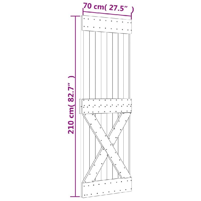 Vidaxl porte coulissante et kit de quincaillerie 70x210 cm pin massif 3203169_9