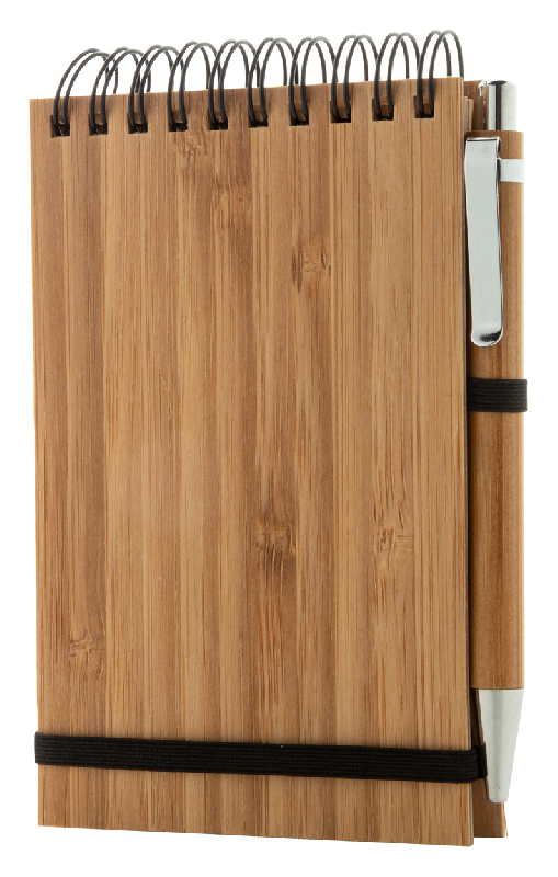 Carnet de notes à spirales en bambou - 80 feuilles lignées et stylo en bambou - Encre bleue_9