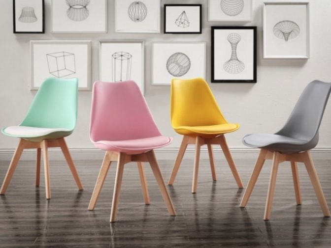 Chaise de restaurant - design scandinave - bois de hêtre et coque en polyuréthane - coussin simili cuir - vendue par lot de 4_9