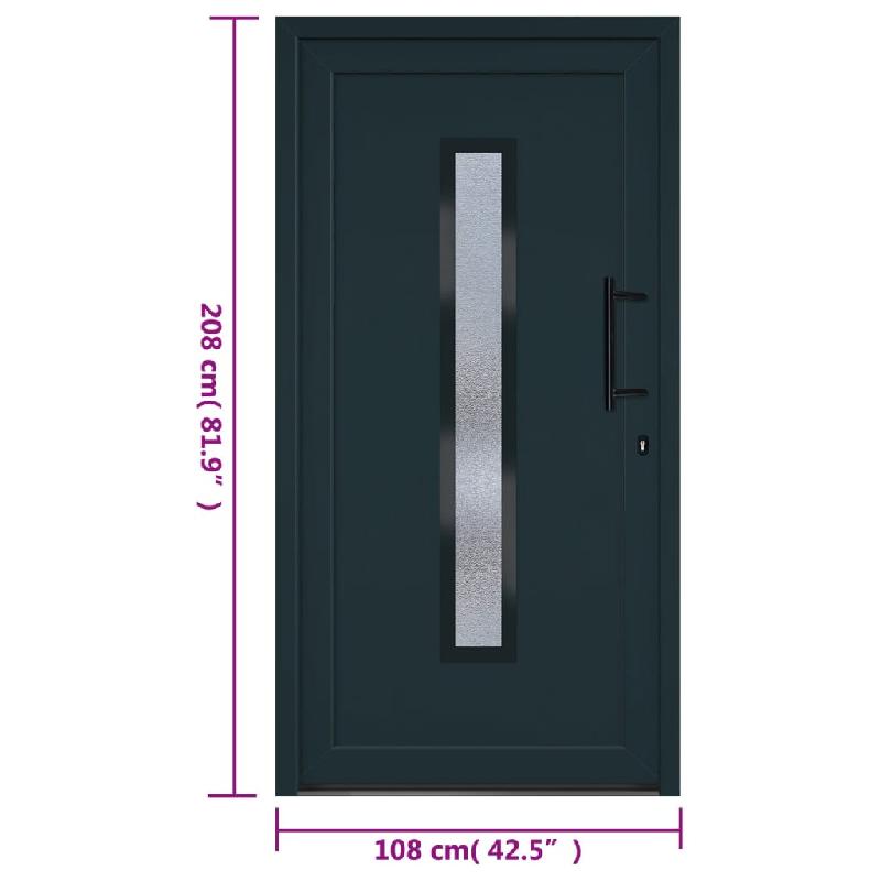 Vidaxl porte d'entrée anthracite 108x208 cm pvc 3157093_9