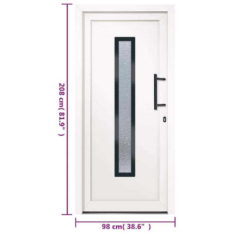 Vidaxl porte d'entrée blanc 98x208 cm pvc 3157081_9