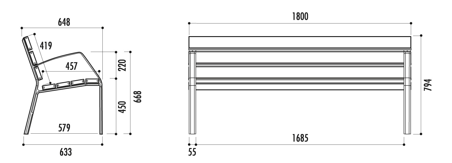 Banc public Modo La Forest - métal - Matériau robuste_9