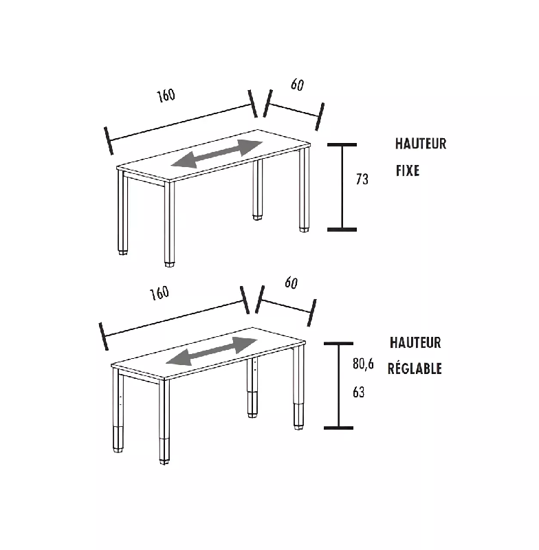 Bureau individuel avec retour So Vicar réglable en hauteur_9