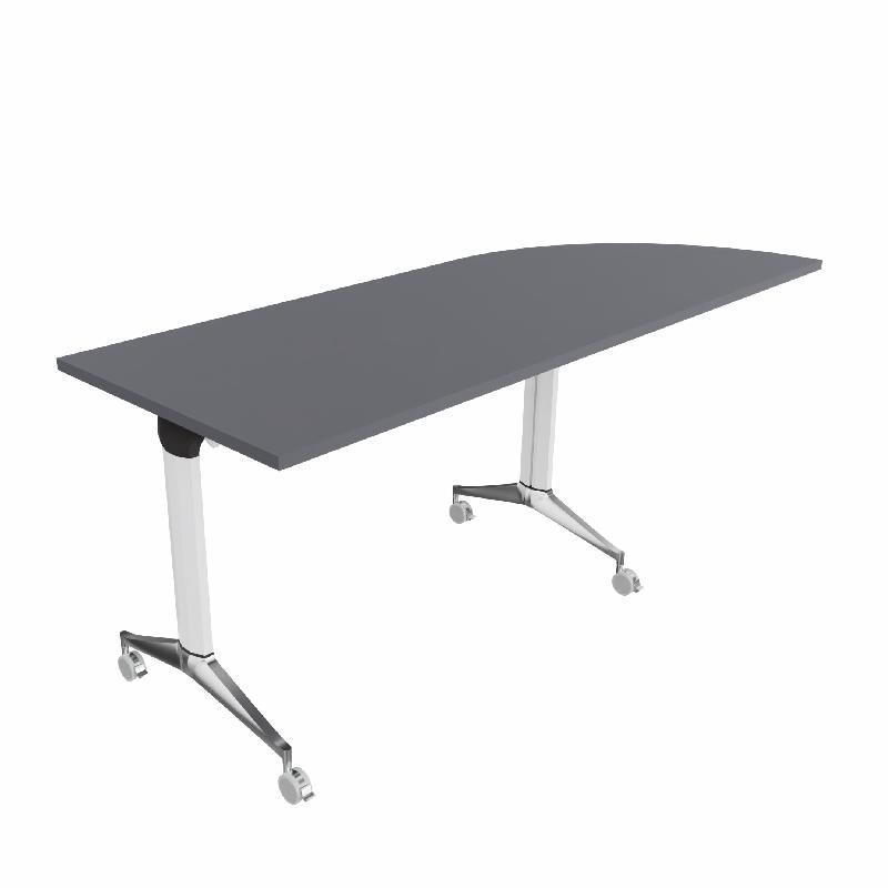 Table de réunion NET, plateau abattant avec retour - Mobel Linea - Blanc, Anthracite, Droite_9