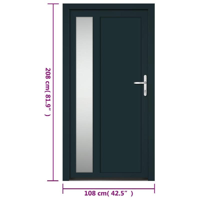 Vidaxl porte d'entrée anthracite 108x208 cm pvc 3157105_9