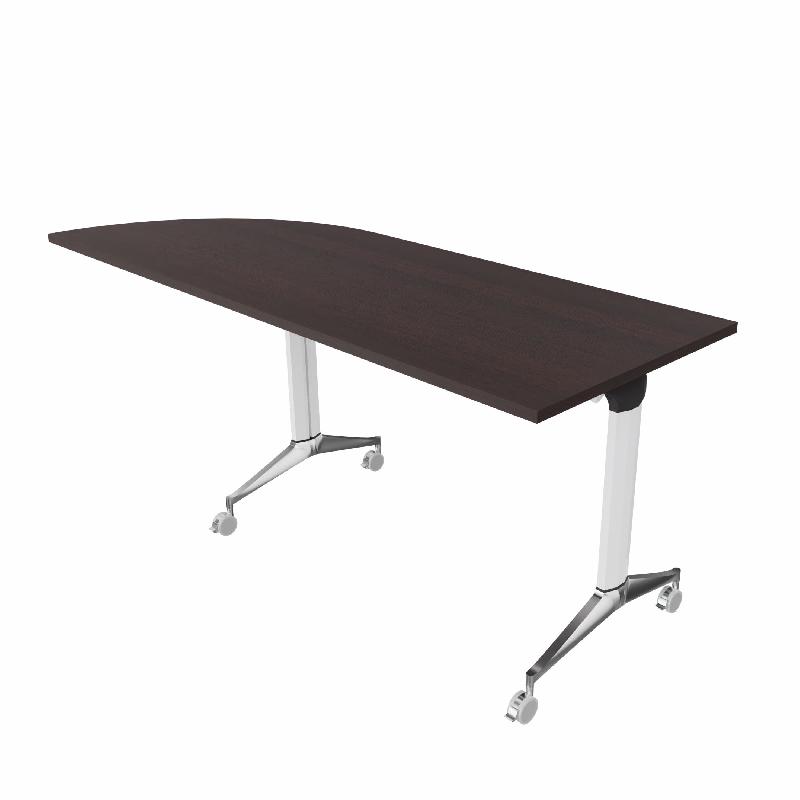 Table de réunion NET, plateau abattant avec retour - Mobel Linea - Blanc, Wenge, Gauche_9