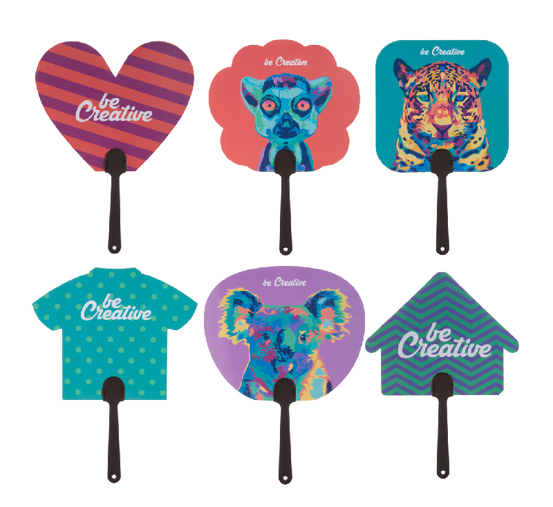 Éventail sur-mesure - poignée plastique et papier stratifié - impression digitale logo - minimum 100 pcs_9