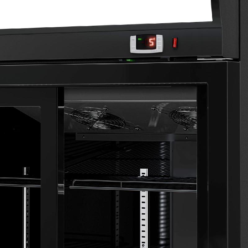 Armoire à boissons noire double portes coulissantes avec canopy - 880L_9