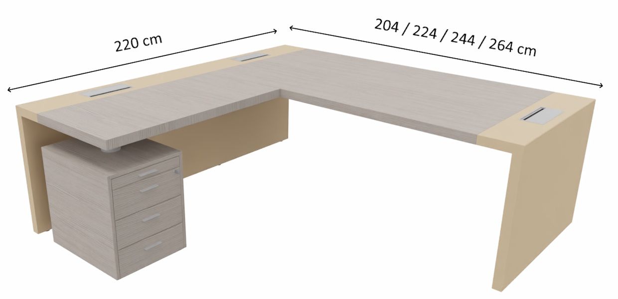 Bureau de direction E10 - Esthétique moderne et traditionnel, plateau en bois plaqué et options cuir_9