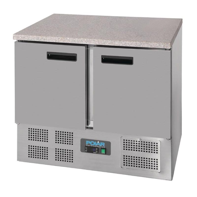 Table réfrigérée positive plan de travail en marbre Série G 2 portes 240L CL108 Polar_9