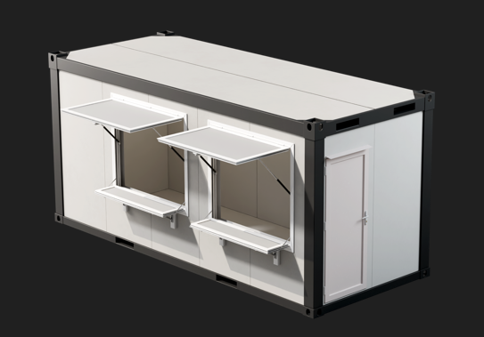 Bungalow Snack en container 20 pieds - Blanc et Noir - 6m x 2,5m - Eurobox_9