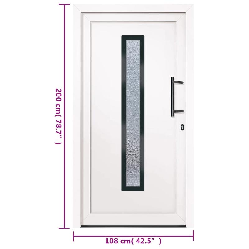 Vidaxl porte d'entrée blanc 108x200 cm pvc 3157082_9