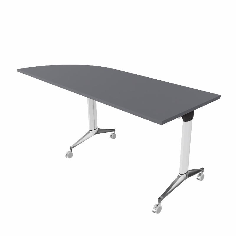 Table de réunion NET, plateau abattant avec retour - Mobel Linea - Blanc, Anthracite, Gauche_9