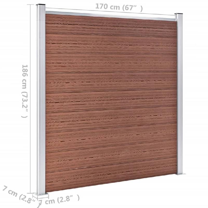 Vidaxl clôture de jardin wpc 699x186 cm marron 3053209_9