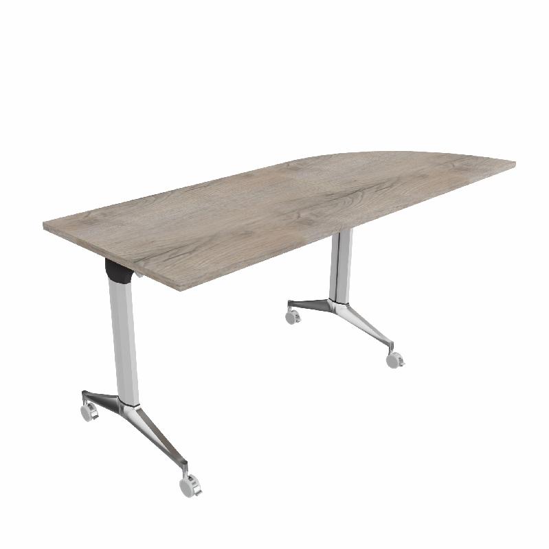 Table de réunion NET, plateau abattant avec retour - Mobel Linea - Alu, Droite, Chêne grisé_9