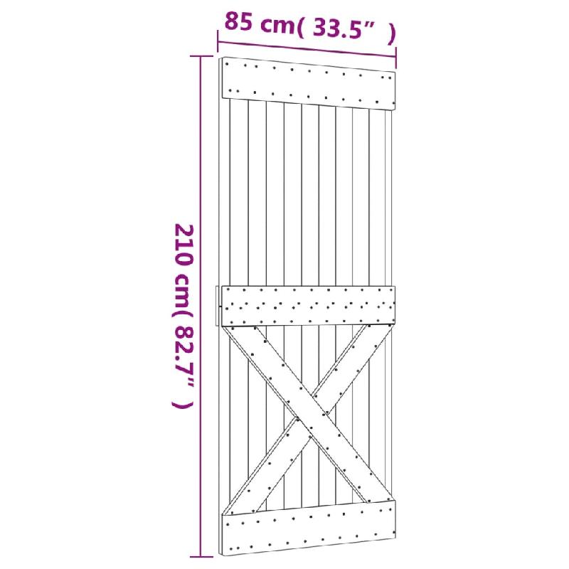 Vidaxl porte coulissante et kit de quincaillerie 85x210 cm pin massif 3202981_9