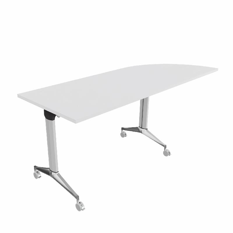 Table de réunion NET, plateau abattant avec retour - Mobel Linea - Alu, Blanc, Droite_9