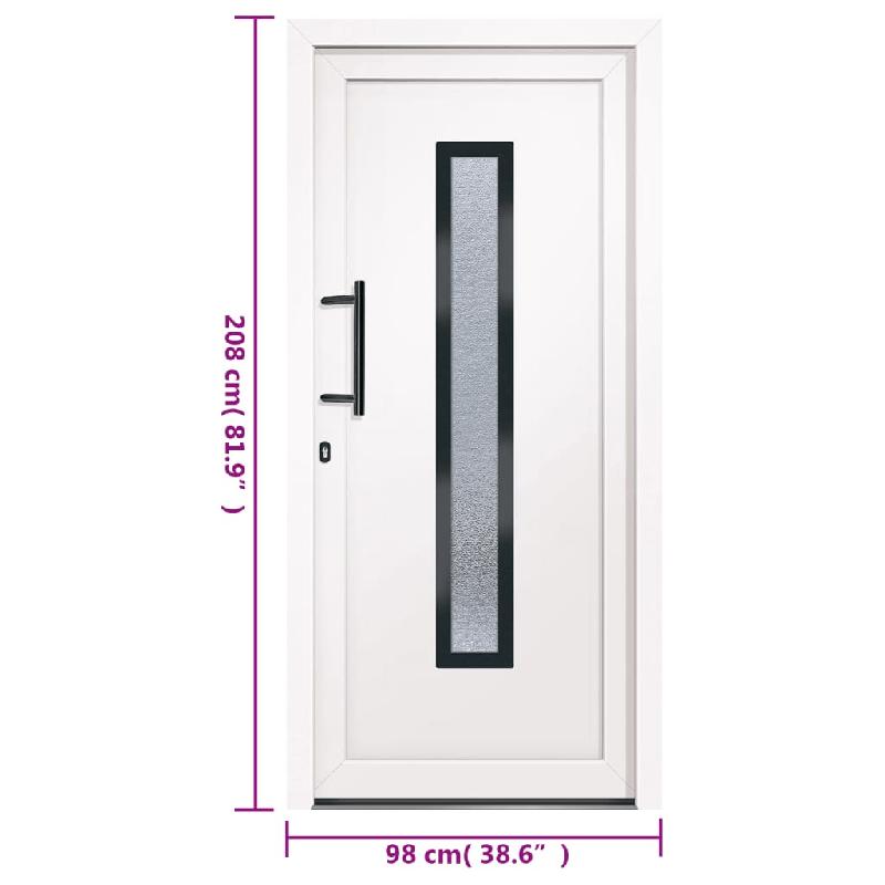 Vidaxl porte d'entrée blanc 98x208 cm pvc 3157076_9