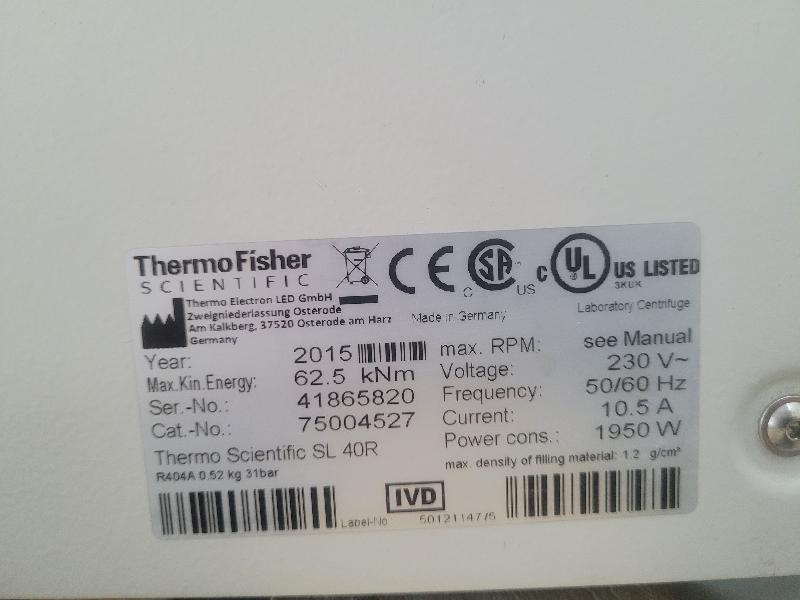 Centrifugeuse réfrigérée sl 40r 75004527 thermo fisher scientific avec rotor tx-400_9