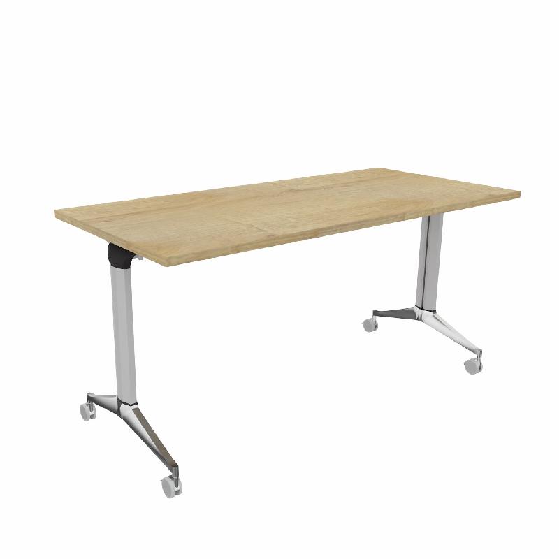 Table à plateau rabattable NET - Mobel Linea - Argent Ral 9006, 180, Chêne veiné_9