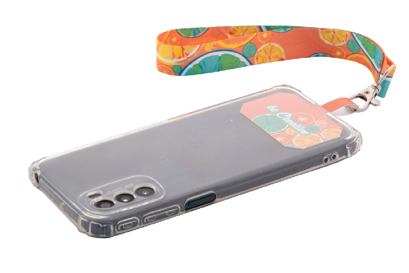 Bracelet personnalisable en RPET - avec mousqueton en métal et pochette téléphone imprimée_9