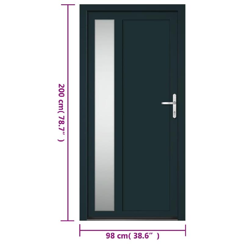 Vidaxl porte d'entrée anthracite 98x200 cm pvc 3157103_9